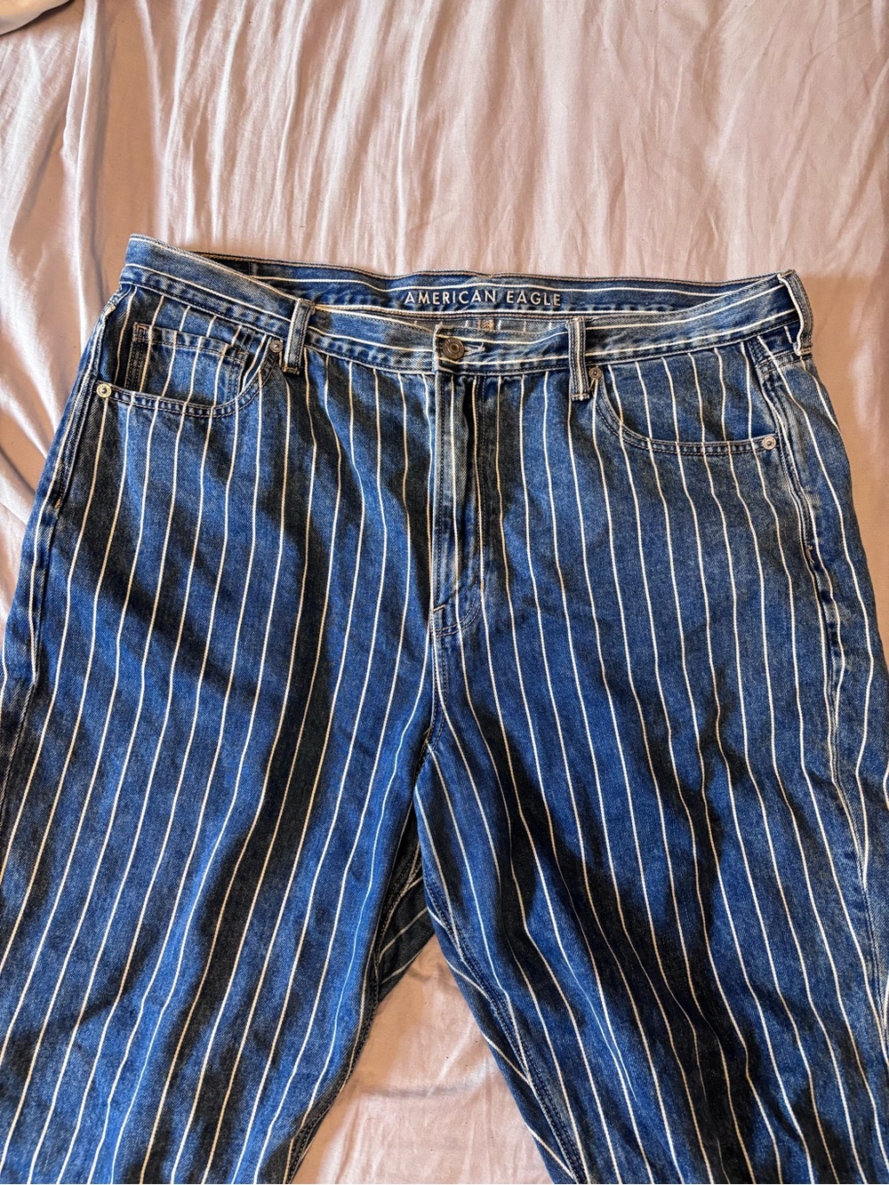American Eagle Blue Pinstripe Denim Jeans